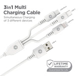PowerPeak ECONOMY 3 in 1 Cable 3 ft USB-A to Micro, Lightning, and USB-C - White - image 4