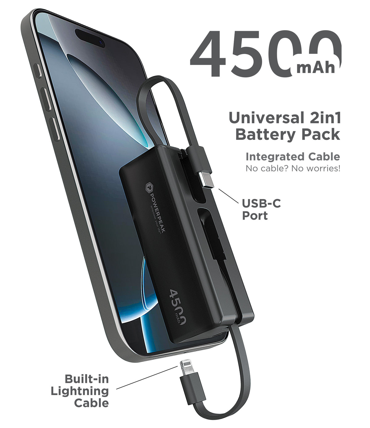 POWERPEAK CLIP ON ULTRA PORTABLE CHARGER WITH INTEGRATED USB - image 1