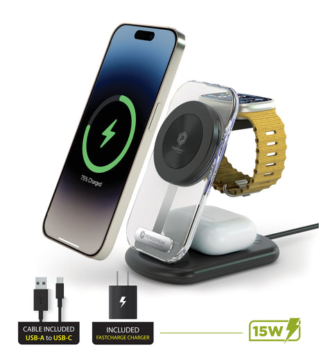 PowerPeak 3-in-1 Folding MagCharge Wireless Charging Station - 15W - image 1