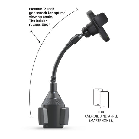 15W Wireless MagCharge Car Cup Mount Holder with Magnetic Au
