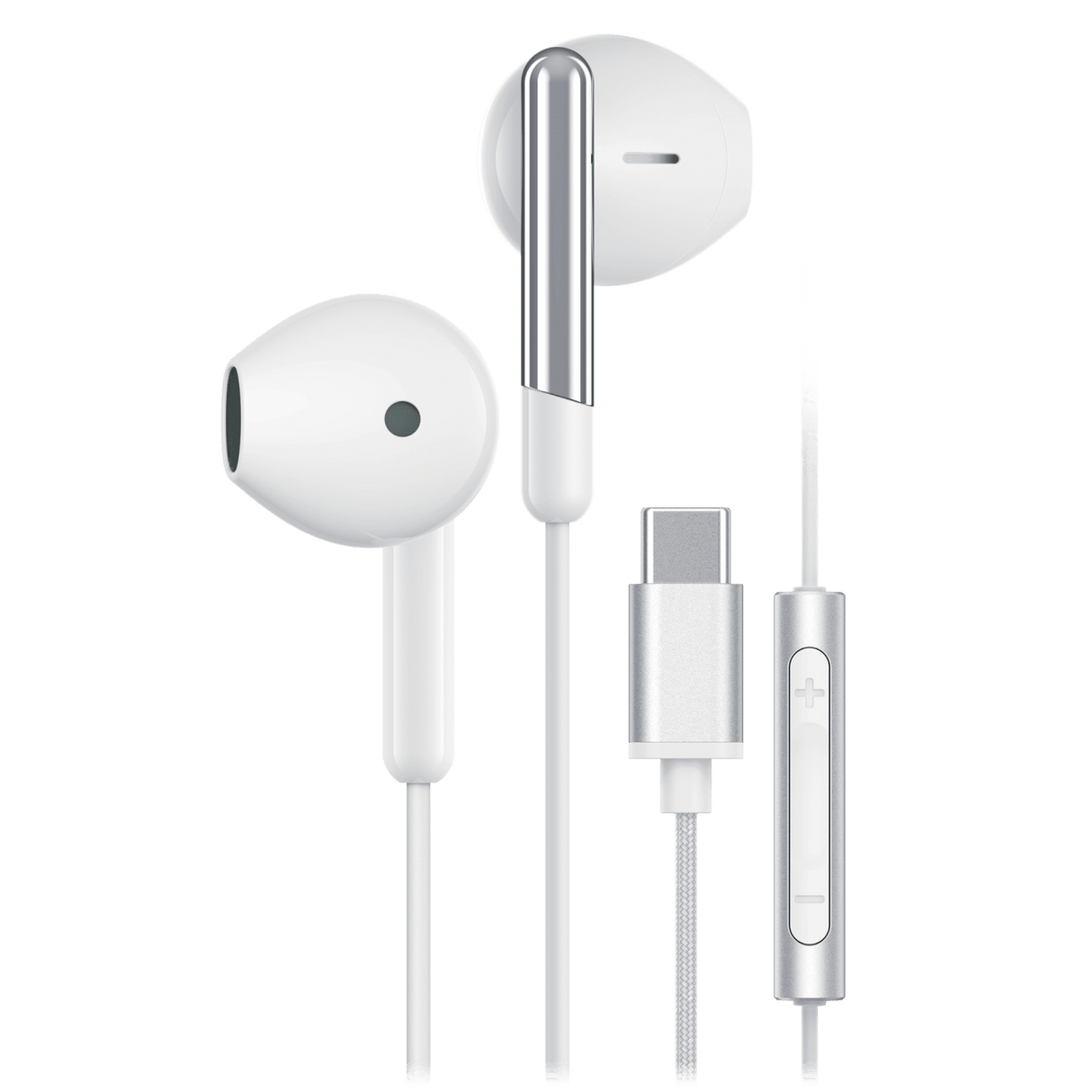 Sway - C-buds Premium Usb C Connection Braided Earbuds With Mic And Volume Control - White