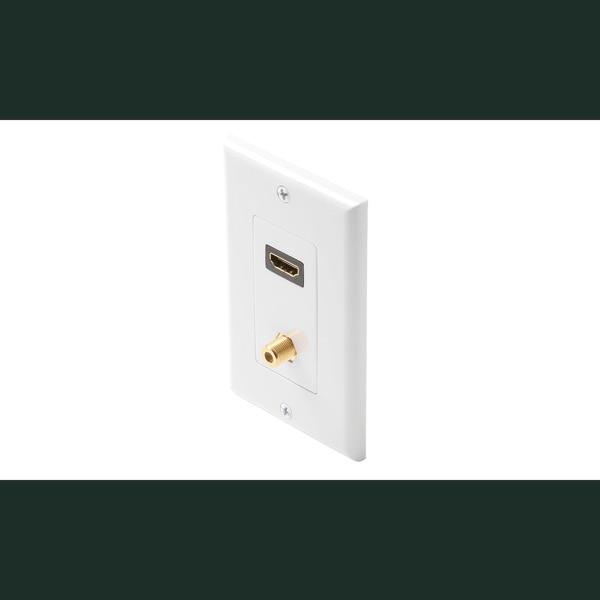 STANDARD HDMI + F JACK WALL PLATE WHITE