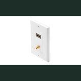 STANDARD HDMI + F JACK WALL PLATE WHITE