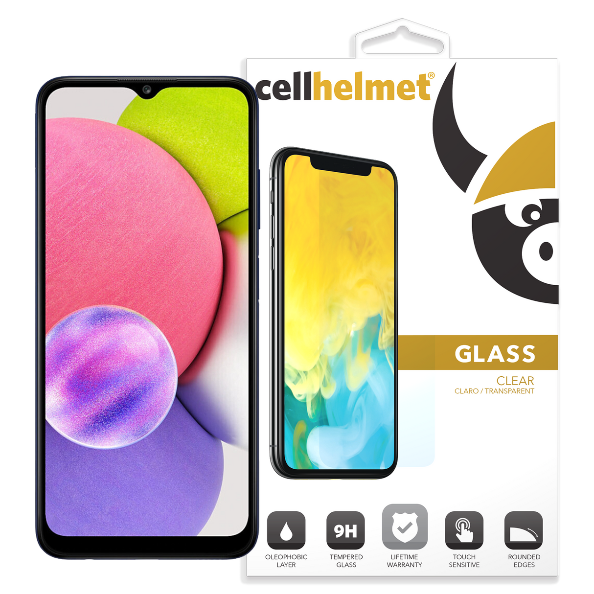 Cellhelmet - Tempered Glass Screen Protector For Samsung Galaxy A03s - Clear