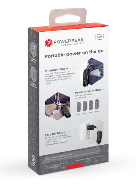 PowerPeak Clip On Ultra Portable Charger with Integrated USB