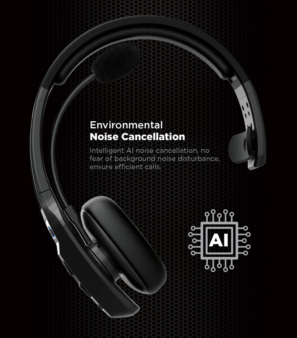 USG - Viper 2 Wireless Bluetooth Trucker / Office Headset - Black - image 4