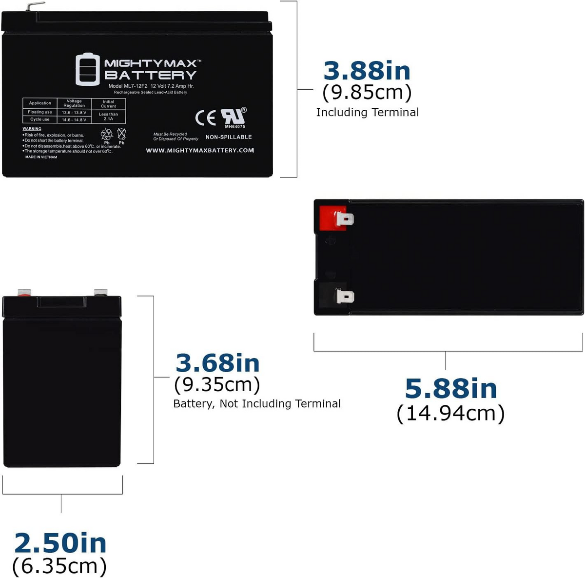 Mighty Max Battery 12V 7Ah F2 Replacement Battery for BB SH1228W
