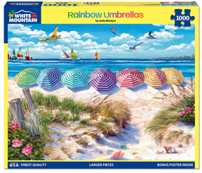 White Mountain Puzzles - Rainbow Umbrellas - 1000 Piece Jigsaw Puzzle