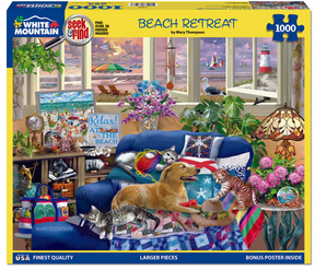White Mountain Puzzles - Beach Retreat Seek & Find - 1000 Piece Jigsaw Puzzle