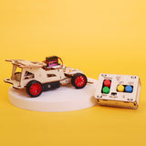 Toy car with remote control on a yellow background