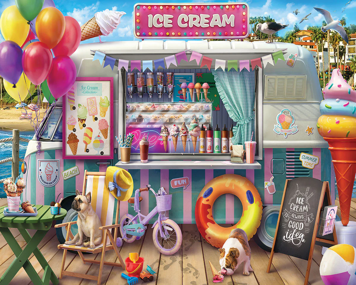 White Mountain Ice Cream Van- 1000 Piece Jigsaw Puzzle