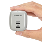 Ventev - 65W ULTRAFAST USB C Universal Dual GaN Mini Wall Charger - Gray