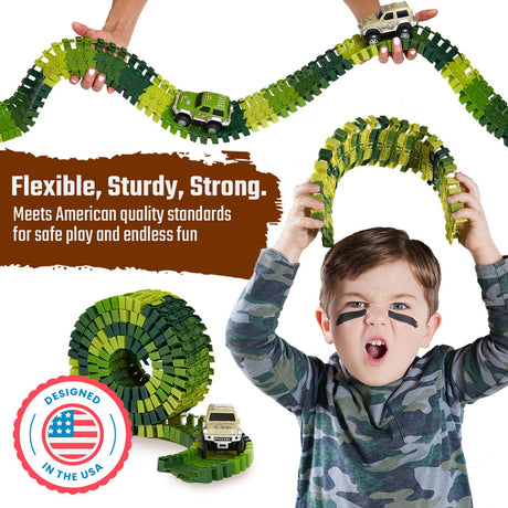 Dinosaur Race Car Track Set Toy, STEM Glow In The Dark Toy