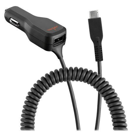 Ventev - 20w Dashport R2400c Dual Car Charger With Usb A And Connected Usb C Cable - Gray