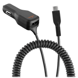 Ventev - 20w Dashport R2400c Dual Car Charger With Usb A And Connected Usb C Cable - Gray