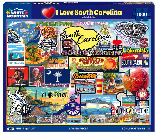 White Mountain I Love South Carolina - 1000 Piece Jigsaw Puzzle