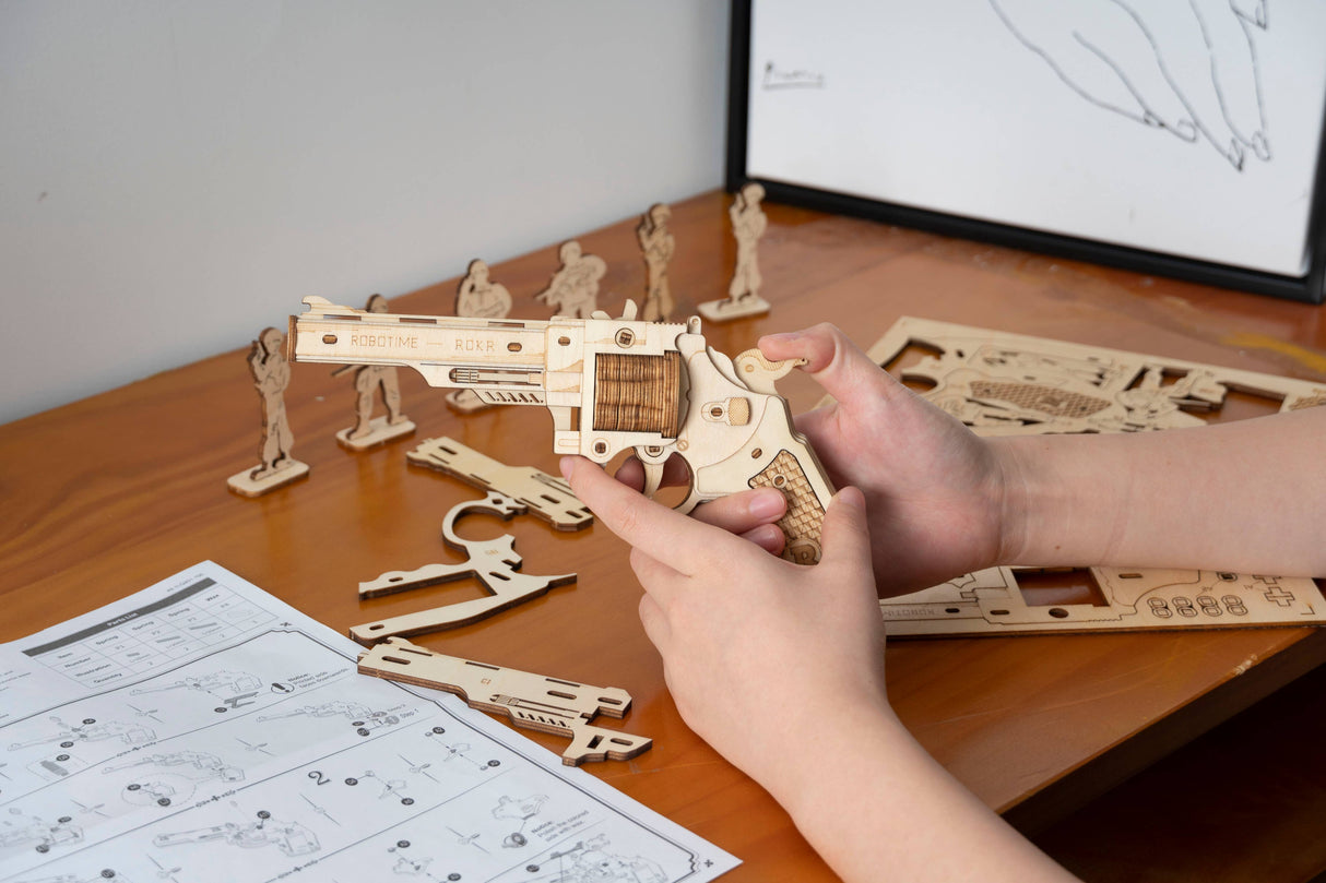 ROKR Justice Guard Revolver Wooden 3D Puzzle Kit