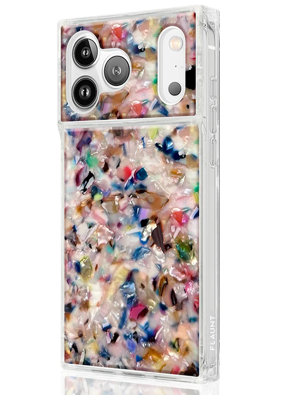 Flaunt - Square MagSafe Case for Apple iPhone 17 Pro - Rainbow Confetti Tortoise Shell