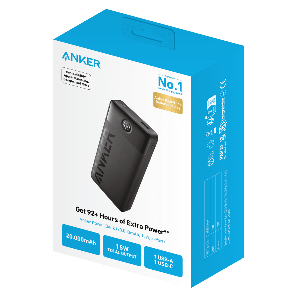 Anker - PowerCore 326 2 Port Power Bank 20W 20,000 mAh - Black