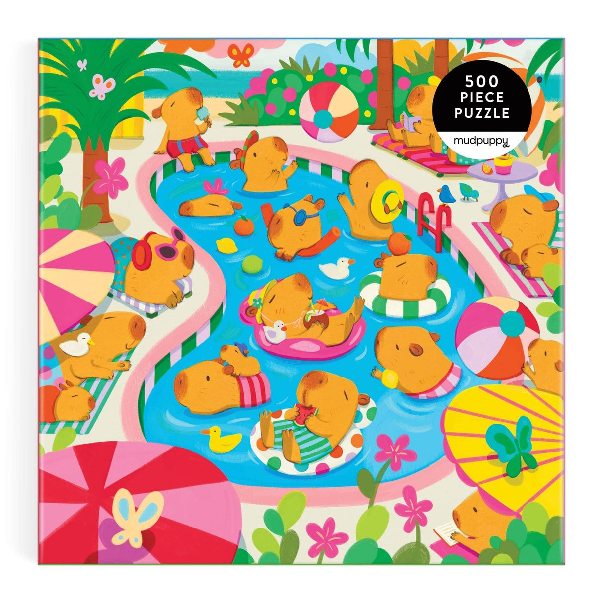 Mudpuppy - Capybara Pool Day 500 Piece Family Puzzle