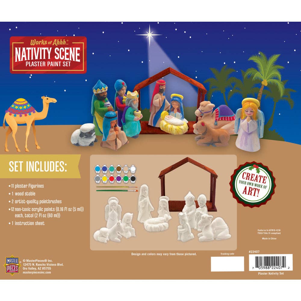 Masterpieces Puzzles - Nativity Scene - Plaster Figurine Paint Set