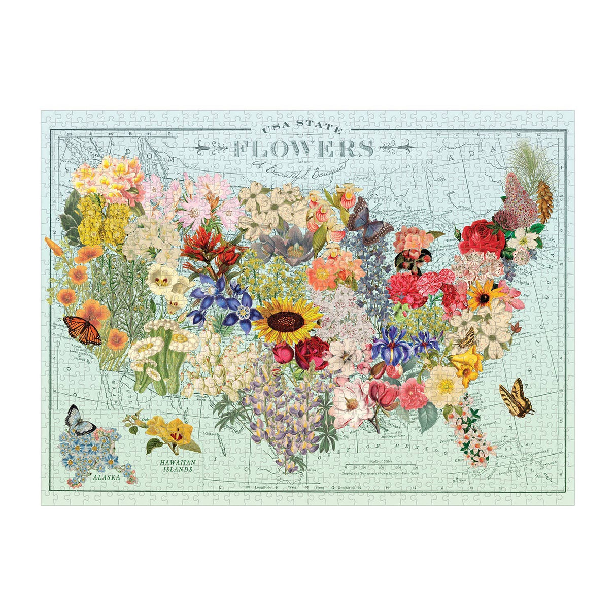 Galison- Wendy Gold USA State Flowers 1000 Piece Puzzle by Galison