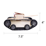 Small tank model with dimensions labeled on a white background