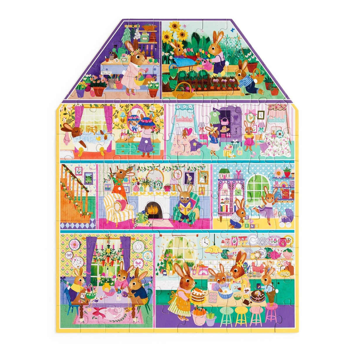 Mudpuppy - Cottontail Cottage 100 Piece House-shaped Puzzle