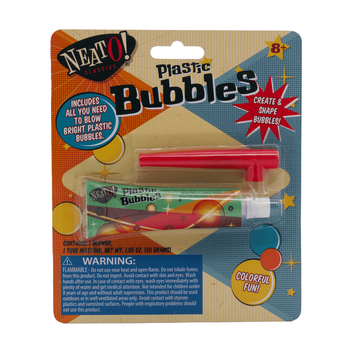 Toysmith - Neato! Plastic Bubbles, Blow & Shape Your Own- Retro Classic