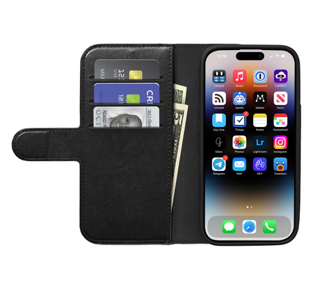 xBase iPhone 16 Pro Folio Exec Wallet Case MagSafe Compatible - Black