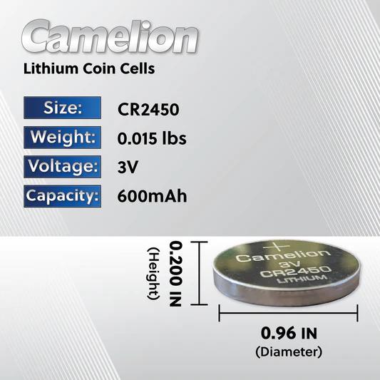 CAMELION CR2450 3V LITHIUM COIN CELL BATTERY