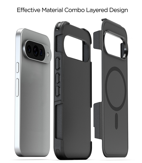 xBase Pixel 10/10 Pro ProTech Dual Layer MagSafe Compatible Rugged Armor Protective Case - Black