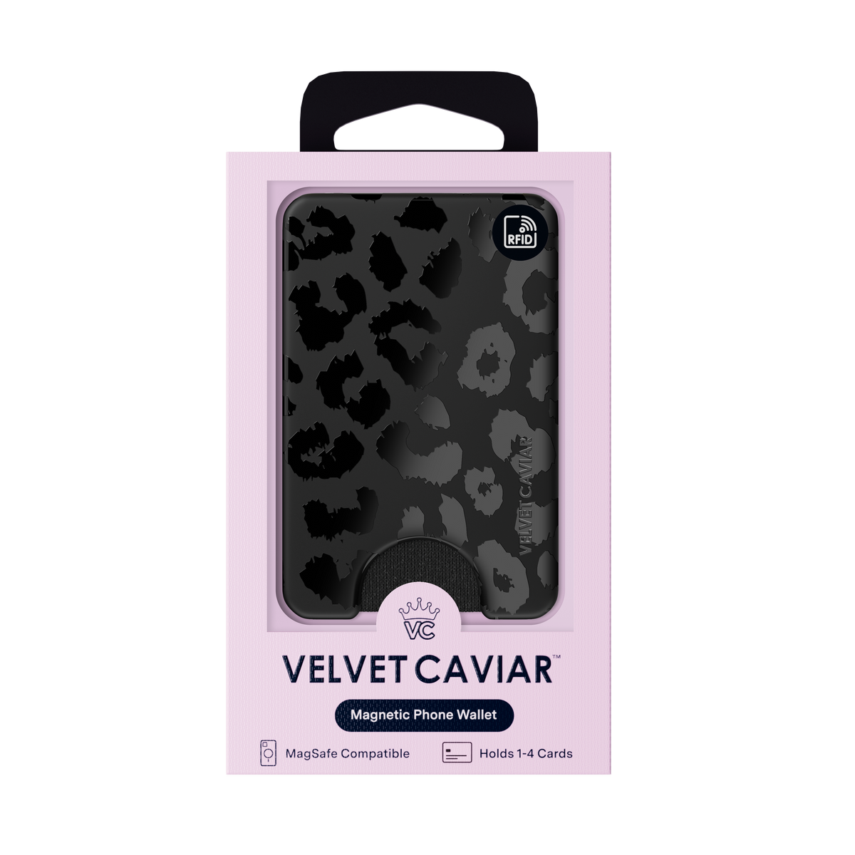 VELVET CAVIAR - Magnetic Phone Wallet- Black Leopard