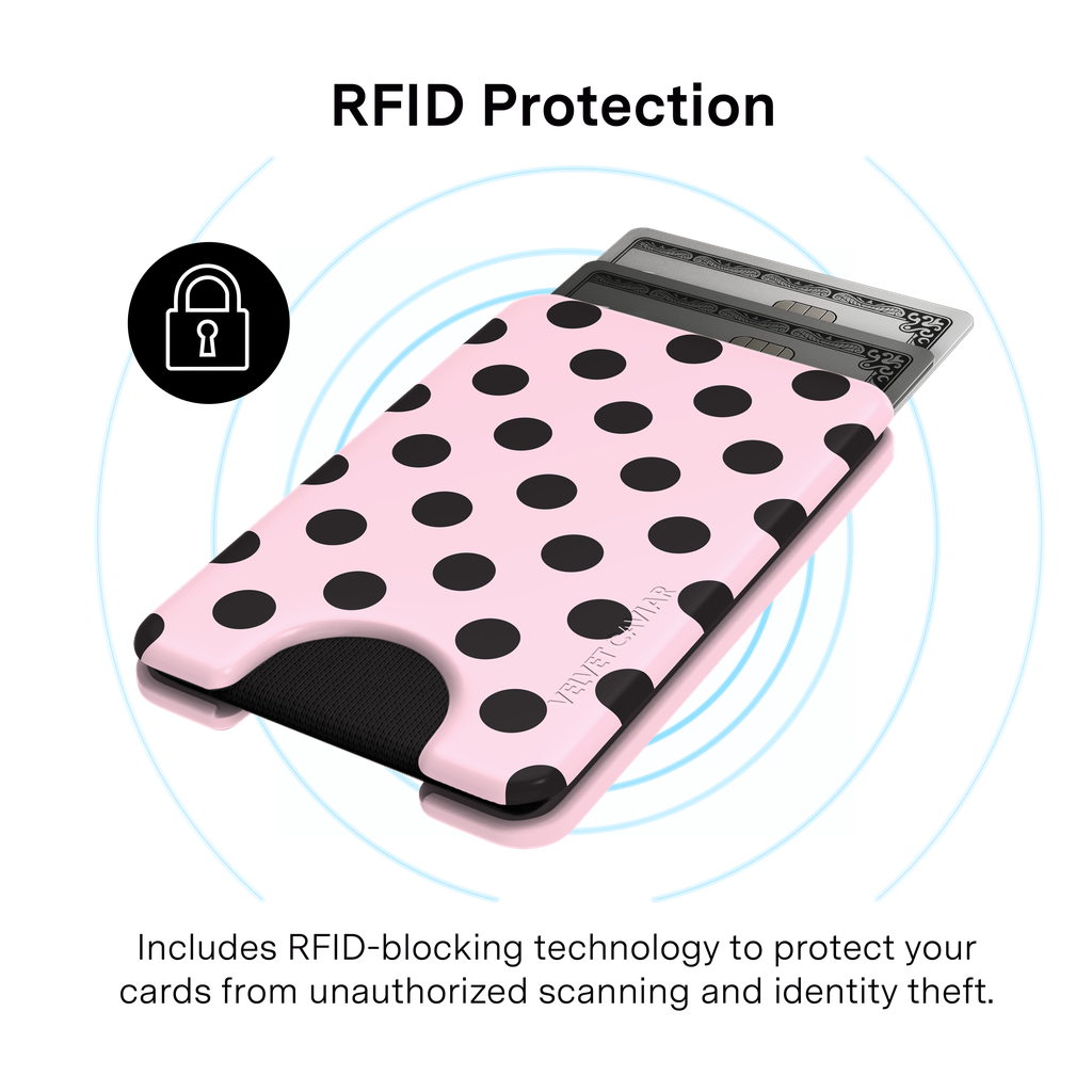 VELVET CAVIAR - Magnetic Phone Wallet - Princess Pink Polka Dot