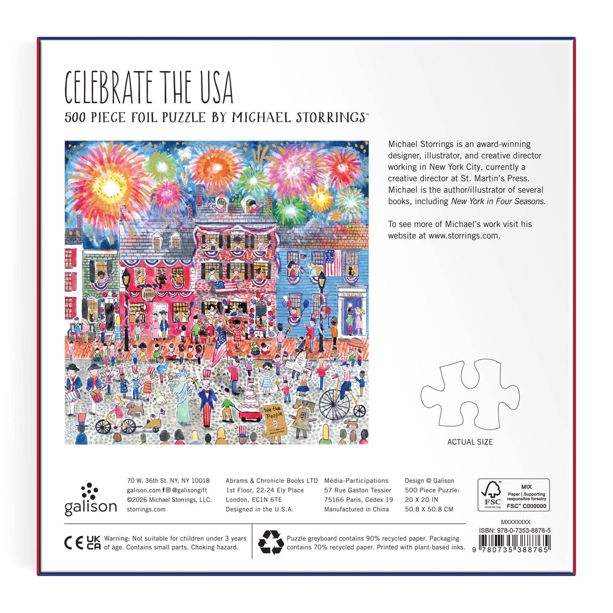 Galison - Michael Storrings Celebrate The USA 500 Piece Foil Puzzle