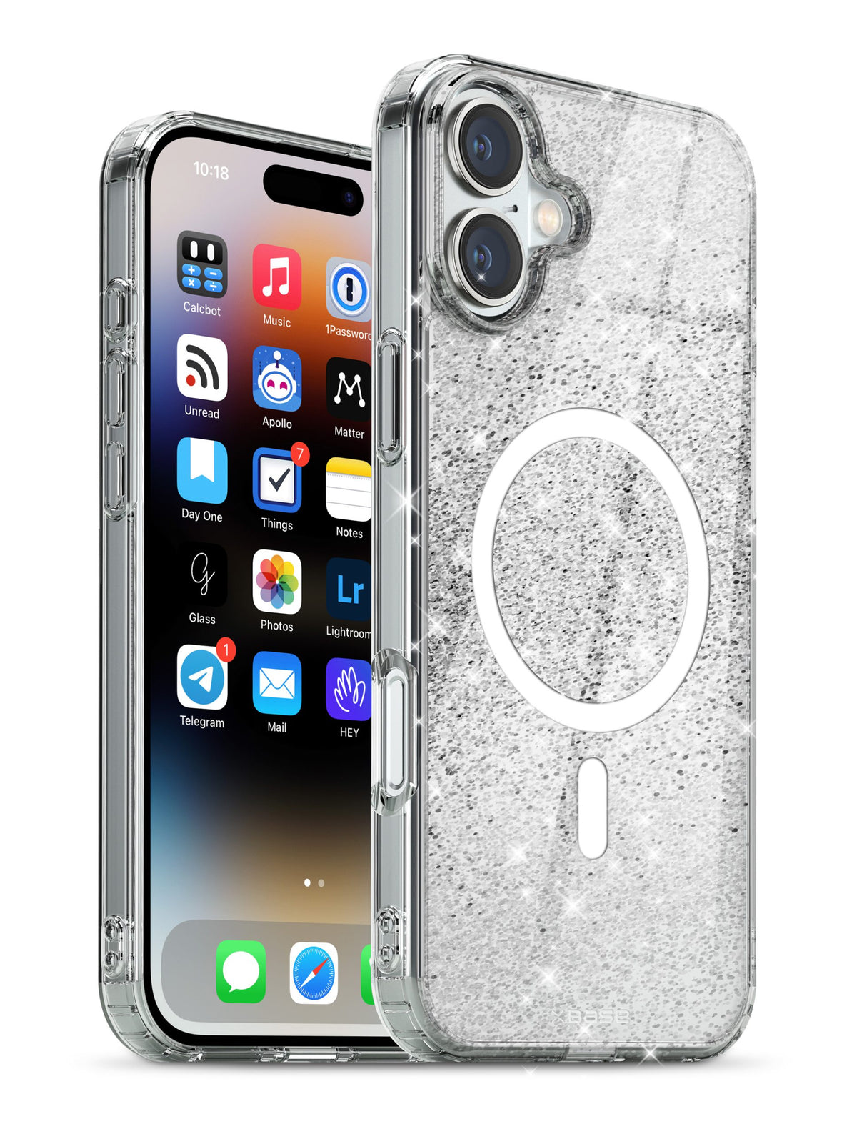 IPHONE 16 XBASE SPARKLELINE SERIES MAGSAFE COMPATIBLE CASE - SILVER STRIPE - image 2