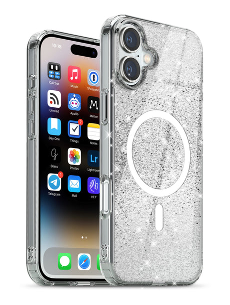 IPHONE 16 XBASE SPARKLELINE SERIES MAGSAFE COMPATIBLE CASE - SILVER STRIPE - image 2
