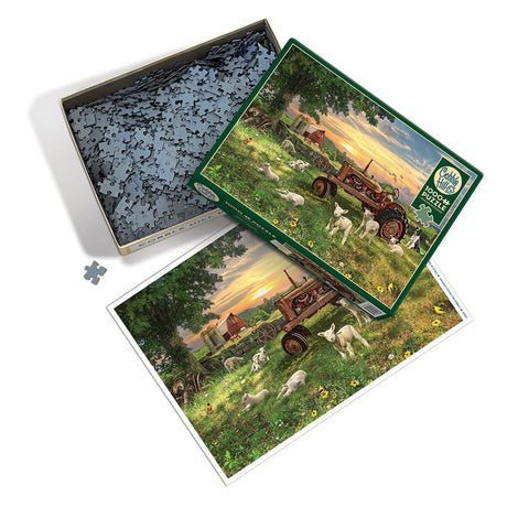 Cobble Hill - Field at Sunrise - 1000 Piece Puzzle - box and pieces