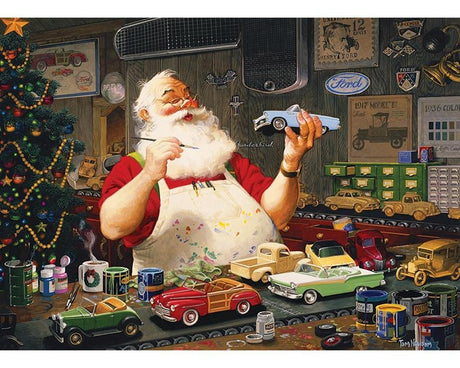 Cobble Hill 1000 Piece Puzzle - Santa Painting Cars