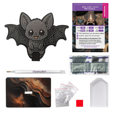Crystal Art Bat Wildlife Buddies - kit contents