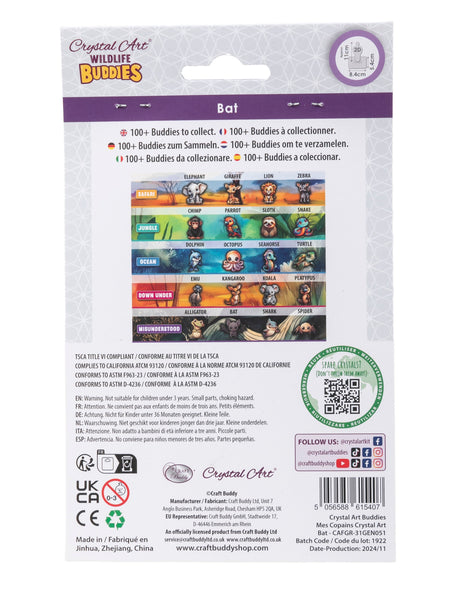 Crystal Art Bat Wildlife Buddies - package back