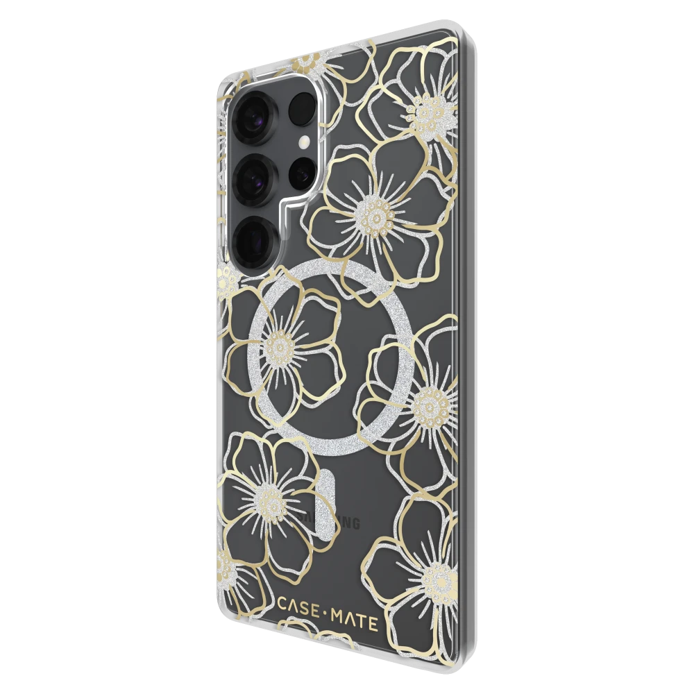 Case-Mate - Floral Gems Case with Magnet for Samsung Galaxy S25 Ultra - Gold