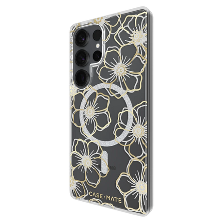 Case-Mate - Floral Gems Case with Magnet for Samsung Galaxy S25 Ultra - Gold