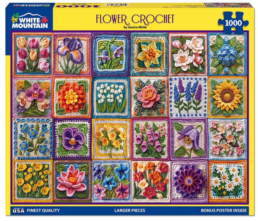 White Mountain Puzzles - Flower Crochet - 1000 Piece Jigsaw Puzzle
