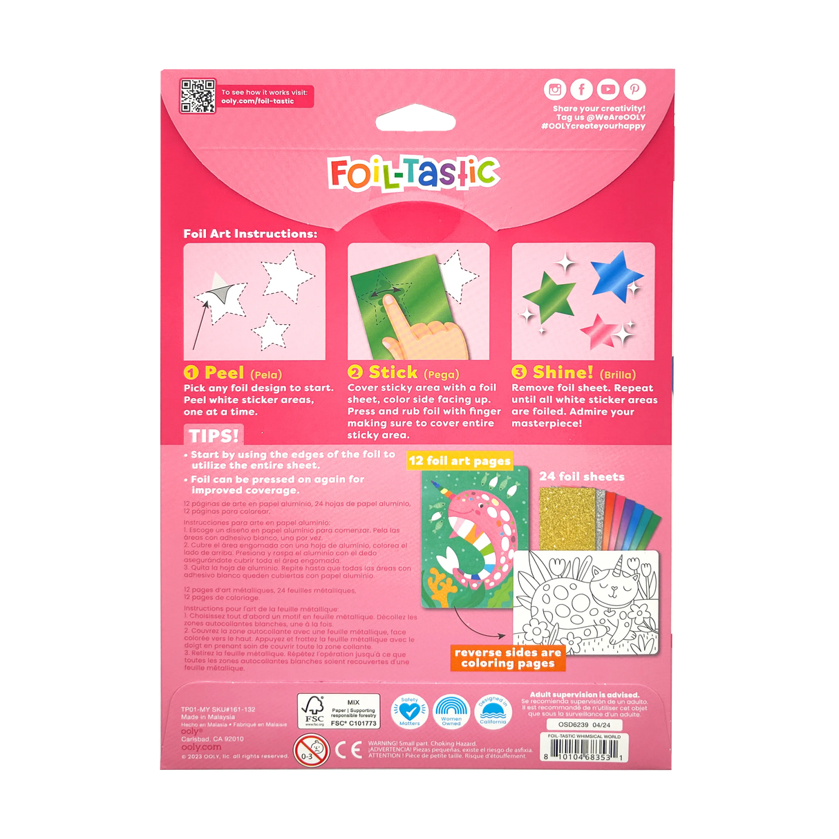 OOLY - Foil-tastic: Foil Art & Coloring Fun - Whimsical World (36 P