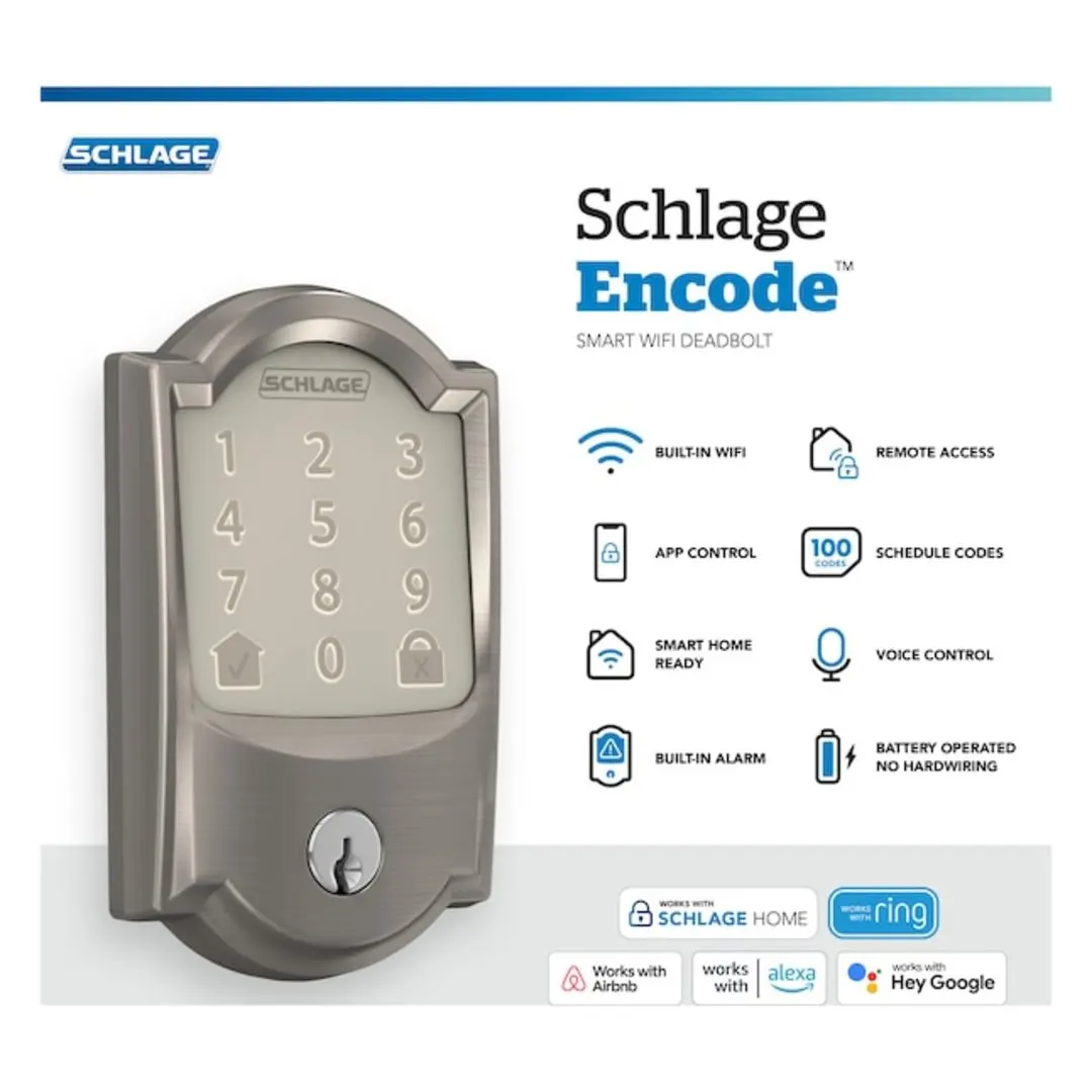 Schlage Encode Smart WiFi Deadbolt with Camelot Trim