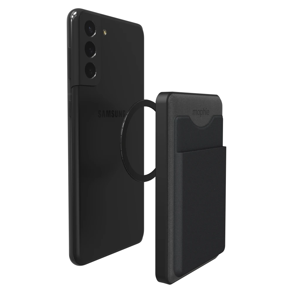 mophie - Snap Plus MagSafe Juice Pack Mini Wallet Wireless Charging Power Bank 5,000 mAh - Black