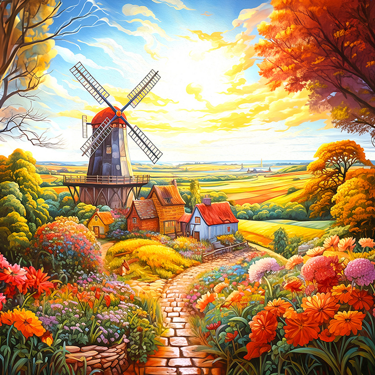 Springbok Windmill On The Farm 500 Pc Puzzle