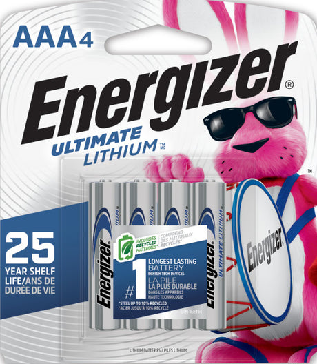 ENERGIZER AAA LITHIUM BATTERIES 4 PACK - CARTON OF 12