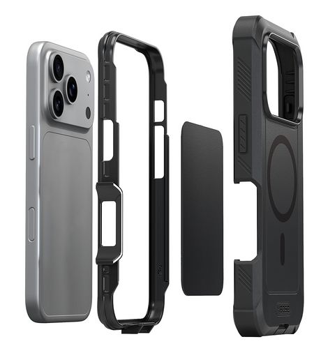 xBase iPhone 17 Pro Max - Boulder MagSafe Heavy-Duty Co-Molded Rugged Protective Case - Black